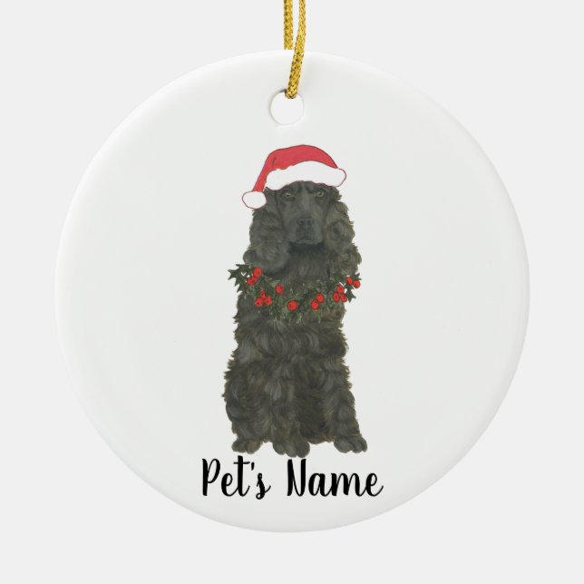 Adorno De Cerámica Cocker Spaniel personalizado (negro) (Frente)