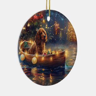 Adorno De Cerámica Cocker Spaniel Viaje Festivo de Navidad