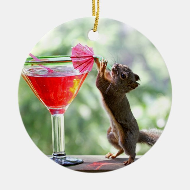 Adorno De Cerámica Cóctel de consumición de la ardilla (Frente)