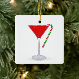 Adorno De Cerámica Cóctel de Martini de Navidad