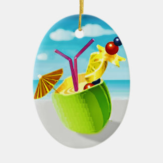 Adorno De Cerámica Cóctel en un coco