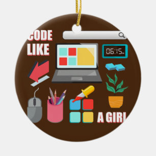 Adorno De Cerámica Código Como Un Software Programador De Códigos Chi