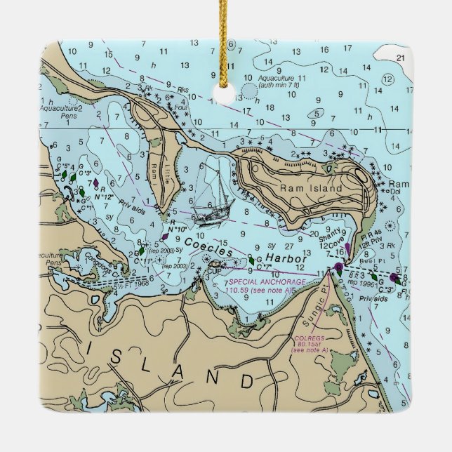 Adorno De Cerámica Coecles Harbour Navidades náuticos (Reverso)