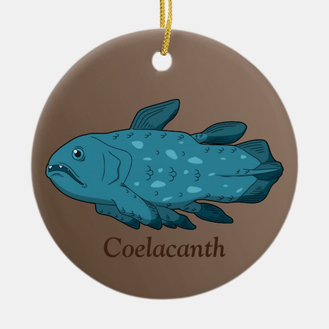 Adorno De Cerámica Coelacanth- Pescado antiguo (Frente)