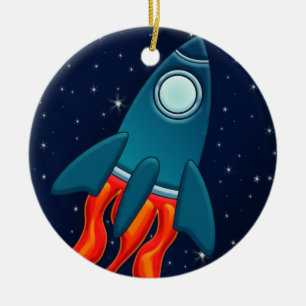 Adorno De Cerámica Cohete Espacial Lindo y Diseño de Espacio Exterior