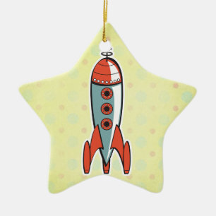 Adorno De Cerámica cohete espacial retro