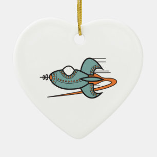 Adorno De Cerámica cohete retro