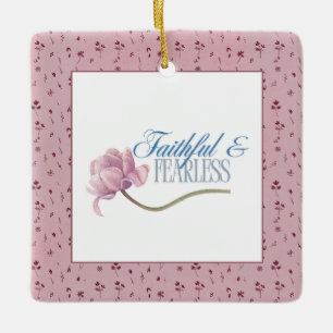 Adorno De Cerámica Cojín de diseño tipográfico Faith & Fearless