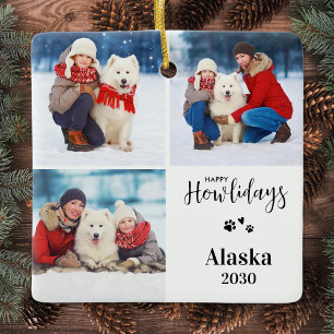 Adorno De Cerámica Colage de Fotos de Perro Personalizado Navidad Fel