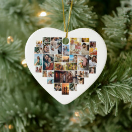 Adorno De Cerámica Colage de fotos en forma de corazón para parejas y