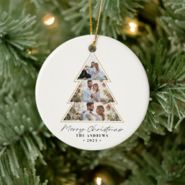 Adorno De Cerámica Colaje de Fotos de Árbol de Navidad Minimalista Mo