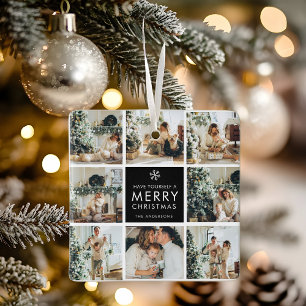 Adorno De Cerámica Colaje moderno “Feliz Navidad” con varias fotos