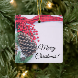 Adorno De Cerámica Colección de conos de pino de vacaciones