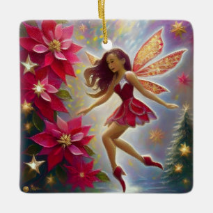 Adorno De Cerámica Colección de Hadas de Navidad - Cabello Rubio Clar