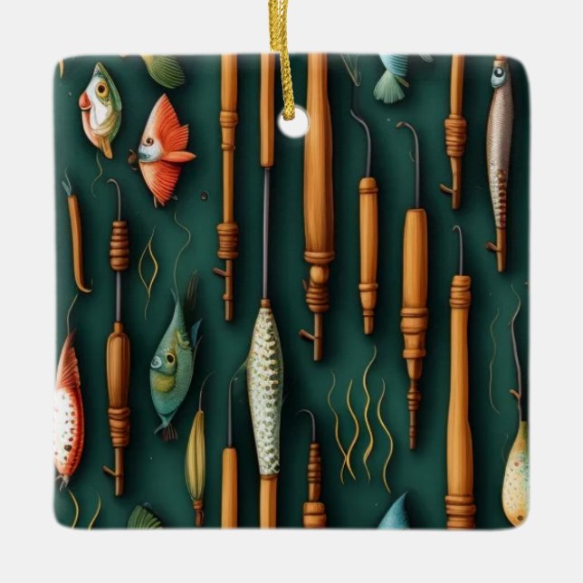 Adorno De Cerámica Colección de Lures de Pesca (Anverso)