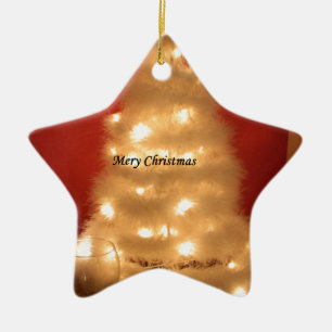 Adorno De Cerámica Colección decorada de árbol de Navidad blanco