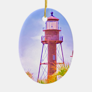 Adorno De Cerámica Colección del faro de Sanibel