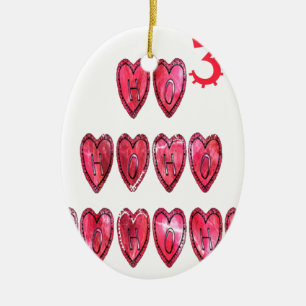 Adorno De Cerámica Colección Ho Ho Ho Ho Hearts.