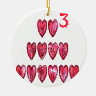 Adorno De Cerámica Colección Ho Ho Ho Ho Hearts.