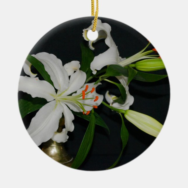 Adorno De Cerámica Colección irlandesa de Brass y Flores (Frente)