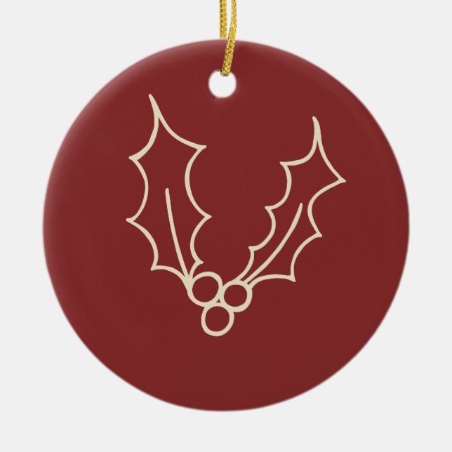 Adorno De Cerámica Colección Navidades simples - Holly (Frente)