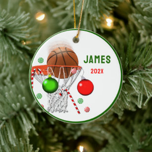 Adorno De Cerámica Coleccionable de Navidad de Baloncesto