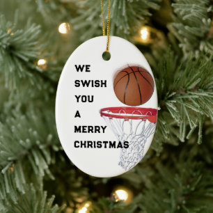 Adorno De Cerámica Coleccionable de Navidad de Baloncesto