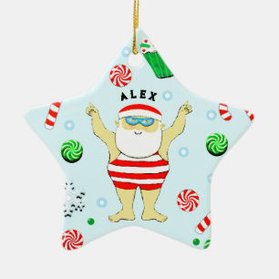 Adorno De Cerámica Coleccionable de Navidad de Natación