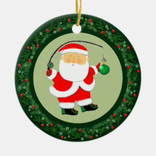 Adorno De Cerámica Coleccionable de Navidad de Pesca