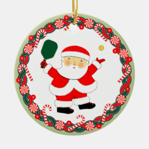 Adorno De Cerámica Coleccionable de Pickleball Navidad