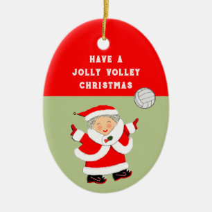 Adorno De Cerámica Coleccionable de voleibol femenino de Navidad