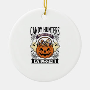 Adorno De Cerámica Coleccionista de Dulces de Halloween Grabado Antig