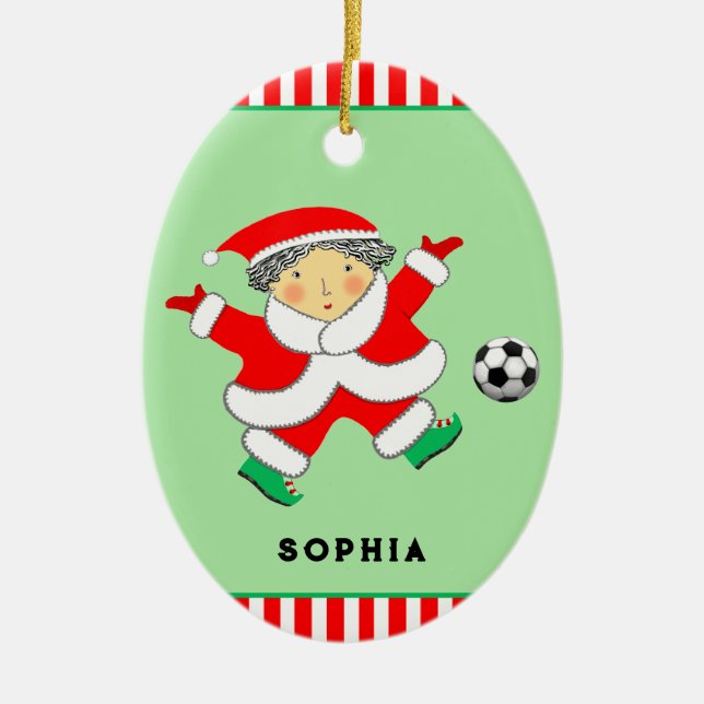 Adorno De Cerámica Colectivo de Navidades de fútbol chicas (Frente)