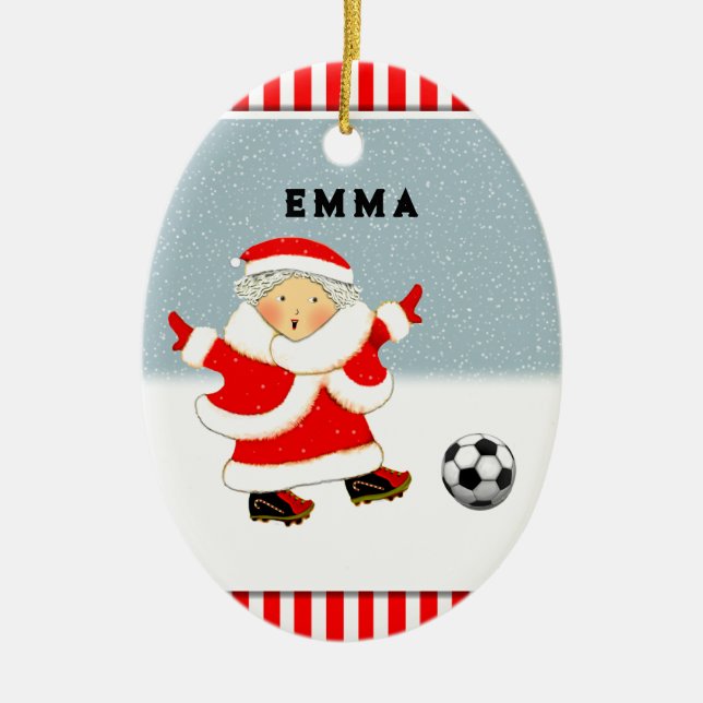 Adorno De Cerámica Colectivo de Navidades de fútbol chicas (Frente)