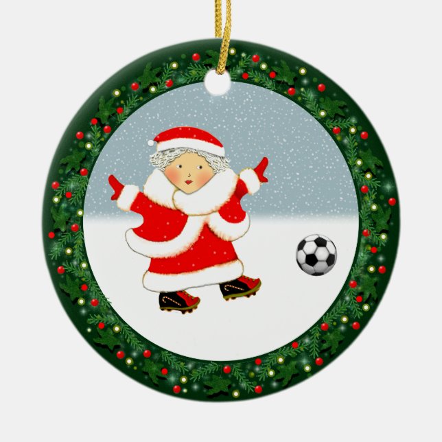 Adorno De Cerámica Colectivo de Navidades de fútbol chicas (Frente)