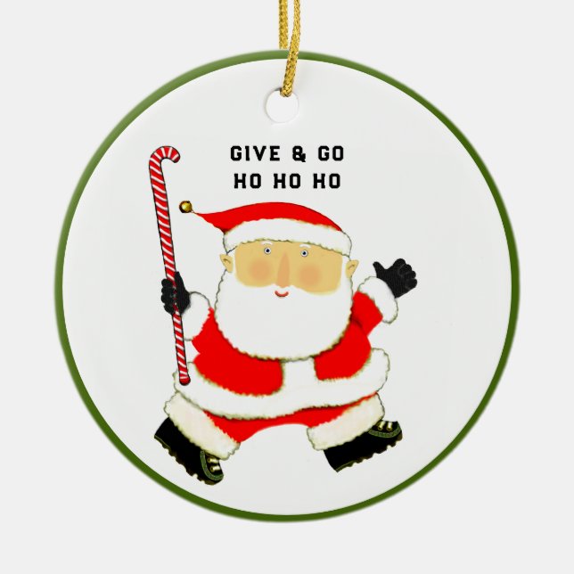 Adorno De Cerámica Colectivo de Navidades de hockey sobre terreno (Frente)