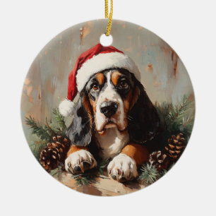 Adorno De Cerámica Colgado de Basset en una pintura de aceite de Sant