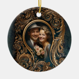 Adorno De Cerámica Colgante de Navidad con diseño ornamentado y foto 