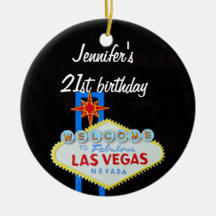 Adorno De Cerámica Colgante del cumpleaños 21 de Las Vegas