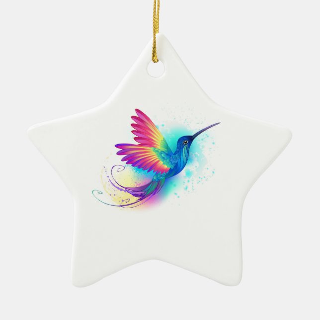 Adorno De Cerámica Colibrí arcoiris exótica (Frente)