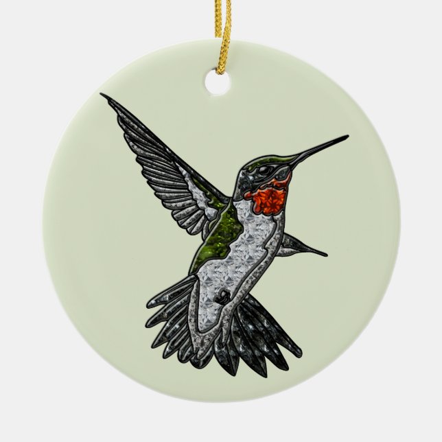 Adorno De Cerámica Colibrí de Garganta Rubí (Frente)
