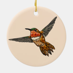 Adorno De Cerámica Colibrí Rufo
