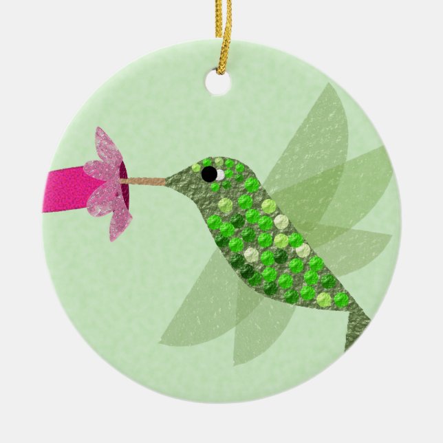 Adorno De Cerámica Colibrí verde (Frente)