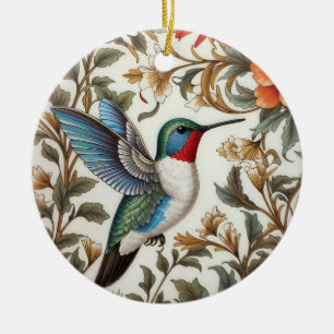 Adorno De Cerámica Colibrí Volador Inspirado en William Morris