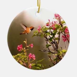 Adorno De Cerámica Colibrí y flores