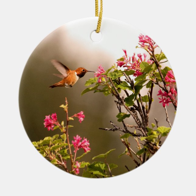 Adorno De Cerámica Colibrí y flores (Frente)