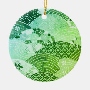 Adorno De Cerámica Colinas y ríos japoneses de época