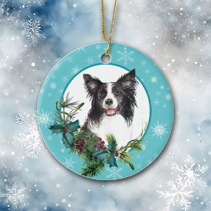Adorno De Cerámica Colirio fronterizo Evergreen Blue Snowflake