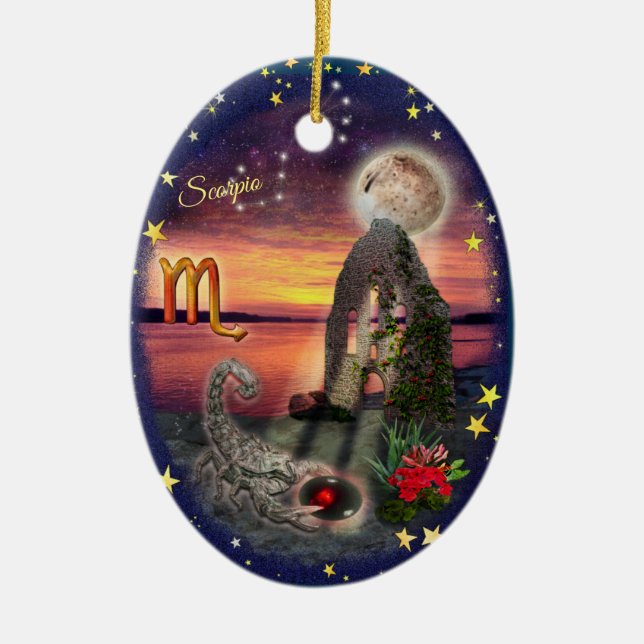 Adorno De Cerámica Collage de Arte Escorpio (Frente)