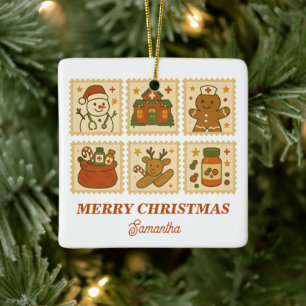 Adorno De Cerámica Collage de enfermeras navidades Holiday Keepsake